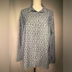 Womens 100% Cotton Button Up Shirt Geo Western Boho Chic Size 2X Plus Size